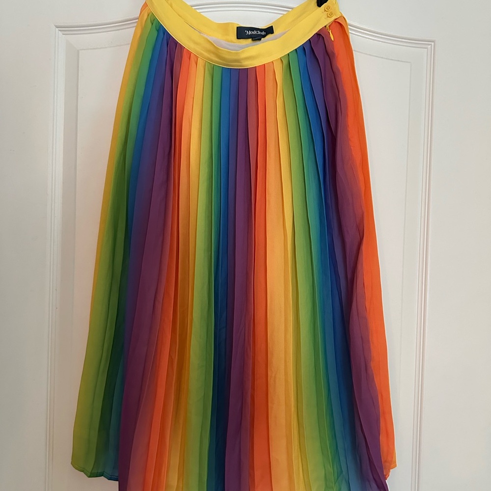 ModCloth rainbow pleated midi skirt